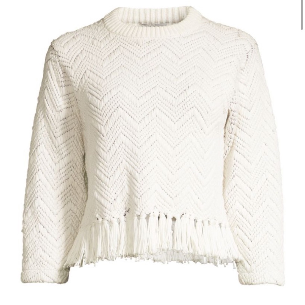 Joie Claudelle Fringed Chevron Sweater *NWT*